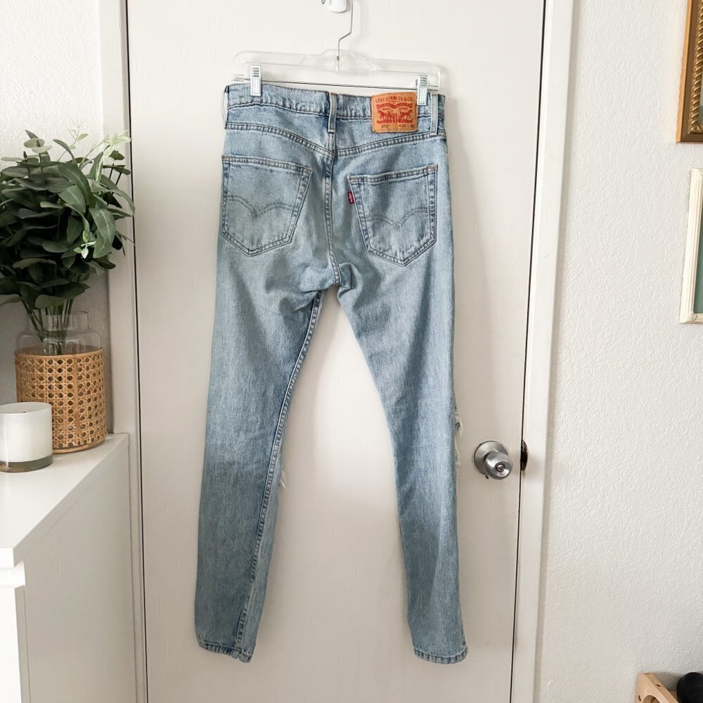 🦋 LEVI'S 512 Distressed Busted Knee Jeans 28 High Rise Waisted Casual Everyday - Picture 2 of 5